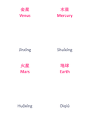 Chinese Flash Cards:  Planets thumbnail 2