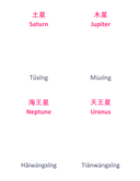 Chinese Flash Cards:  Planets thumbnail 4