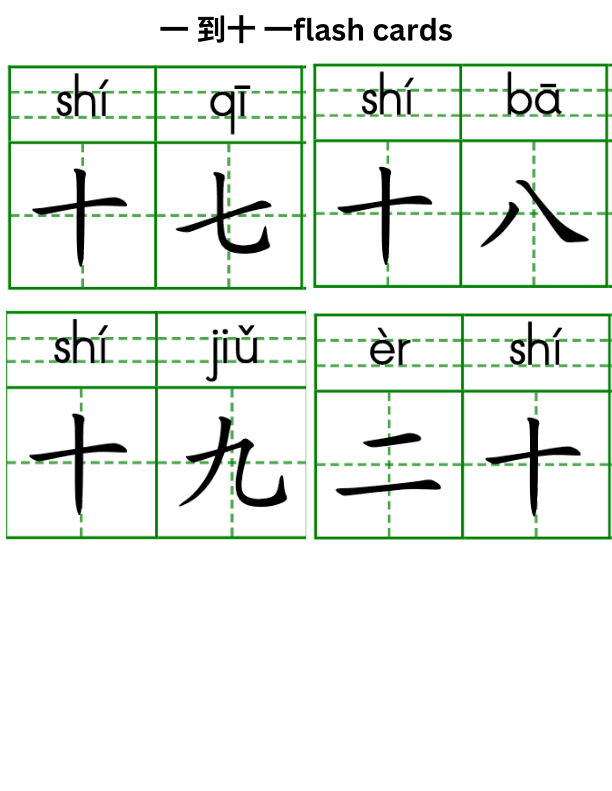 Chinese: Number 1 to 10  Flash Cards