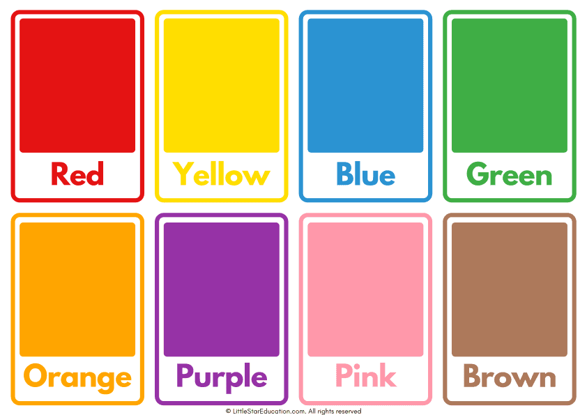 Color Names Flashcard Sheets