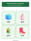 Elementary Phonics Flashcards Long U Sound thumbnail 3