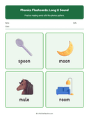 Elementary Phonics Flashcards Long U Sound thumbnail 4