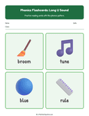Elementary Phonics Flashcards Long U Sound thumbnail 5