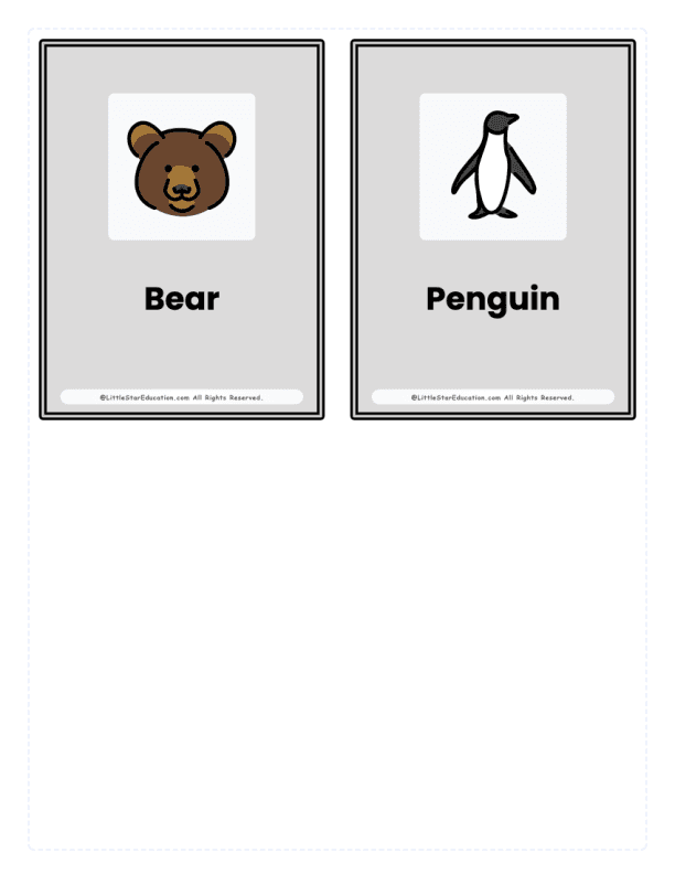 Kindergarten Animals Flash Cards