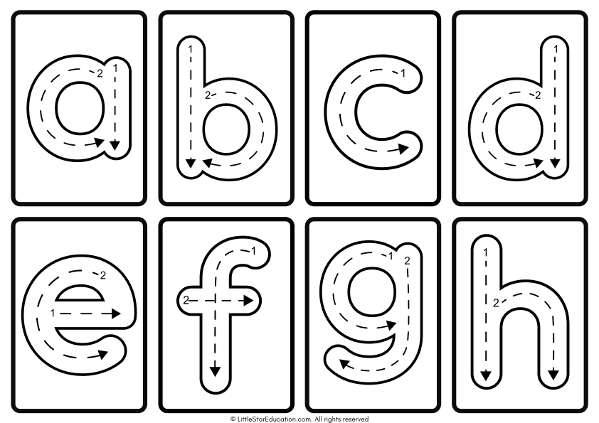 Lowercase Alphabet Tracing Flashcard