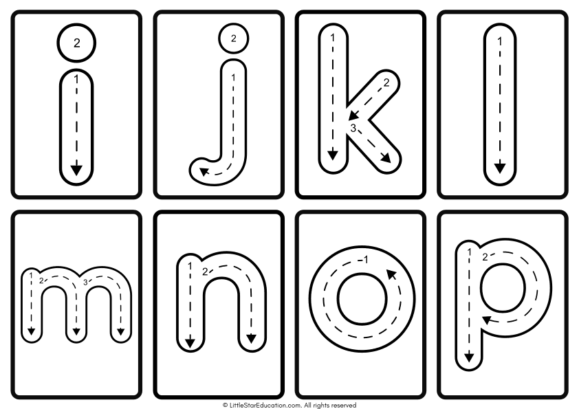 Lowercase Alphabet Tracing Flashcard