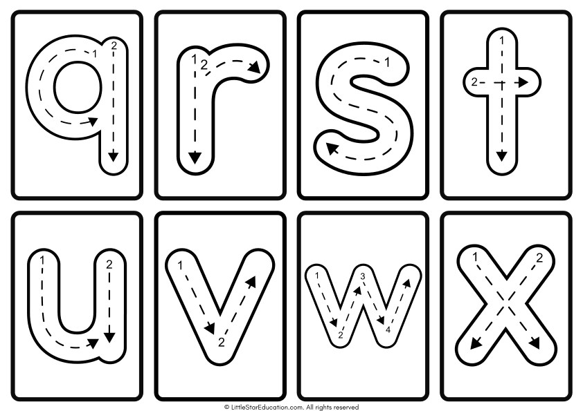 Lowercase Alphabet Tracing Flashcard