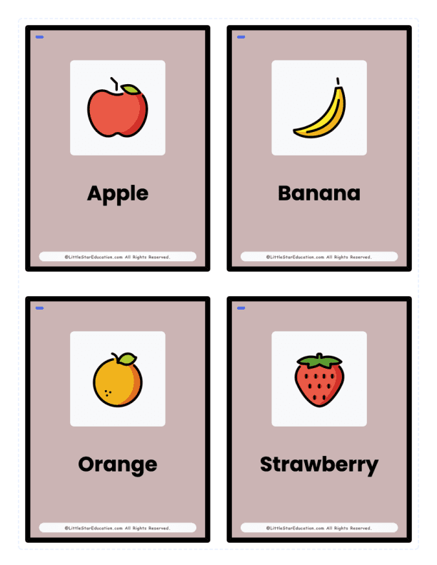 Pre K Fruits & Vegetables Flash Cards