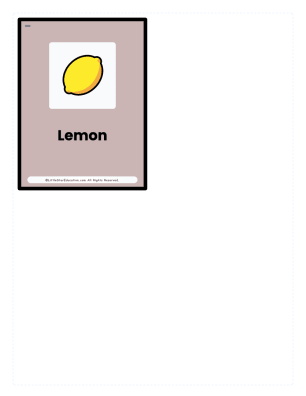 Pre K Fruits & Vegetables Flash Cards
