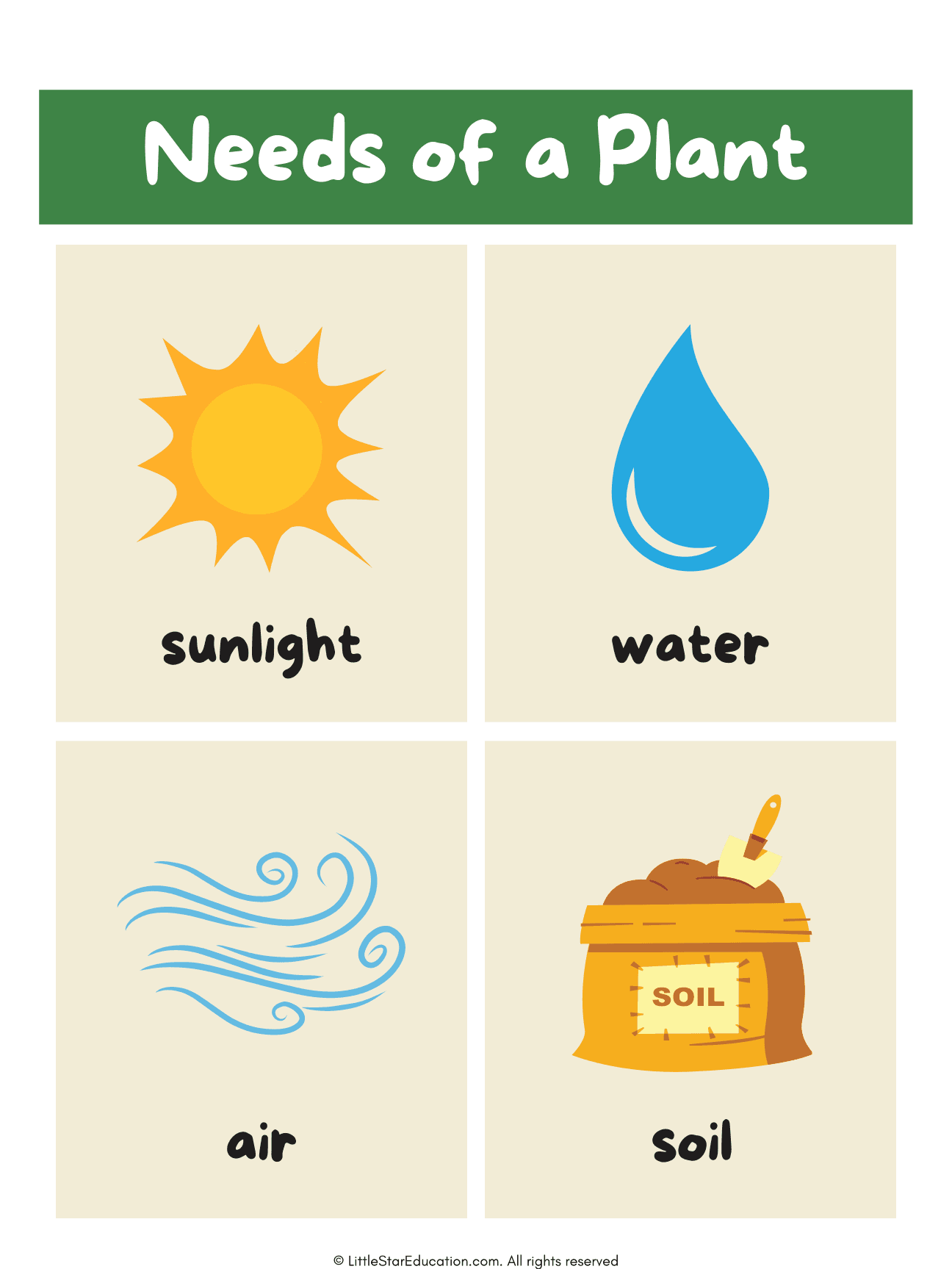 Parts and Needs of a Plant Poster