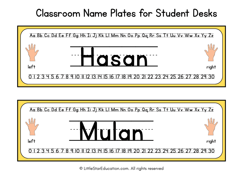 Classroom Name Plates for Student Desks
