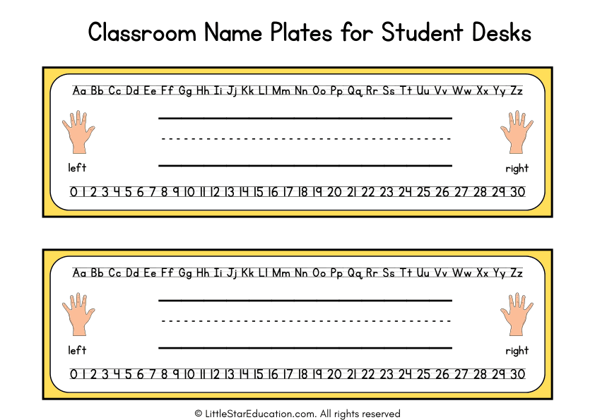 Classroom Name Plates for Student Desks