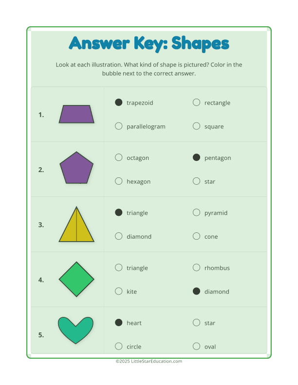 2D Shapes Worksheet
