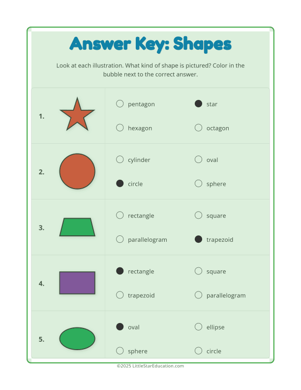 2D Shapes Worksheet