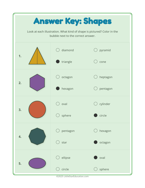 2D Shapes Worksheet