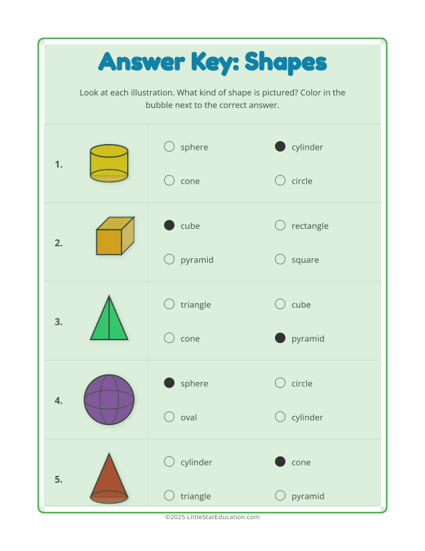 3D Shapes Worksheet