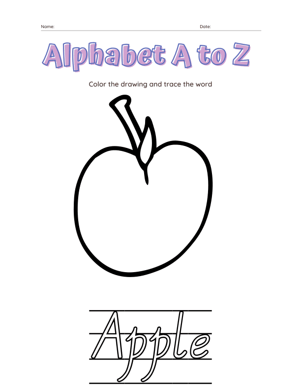 Alphabet a to Z Coloring Workbook