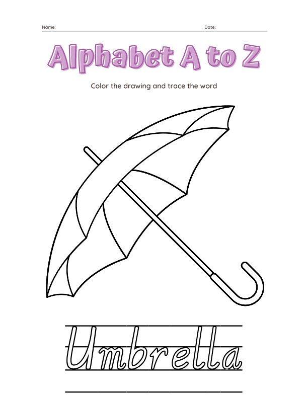 Alphabet a to Z Coloring Workbook