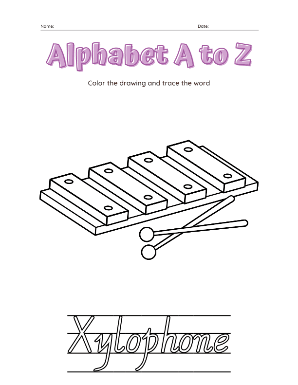 Alphabet a to Z Coloring Workbook
