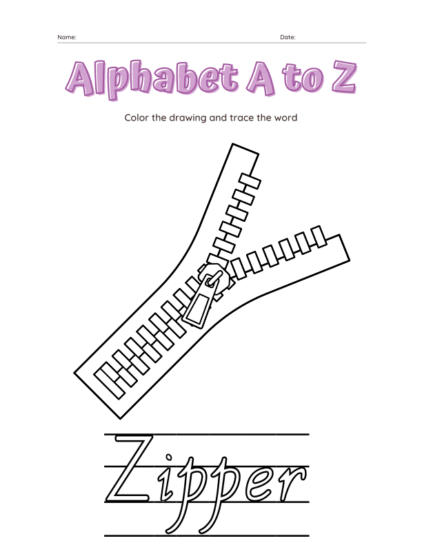 Alphabet a to Z Coloring Workbook