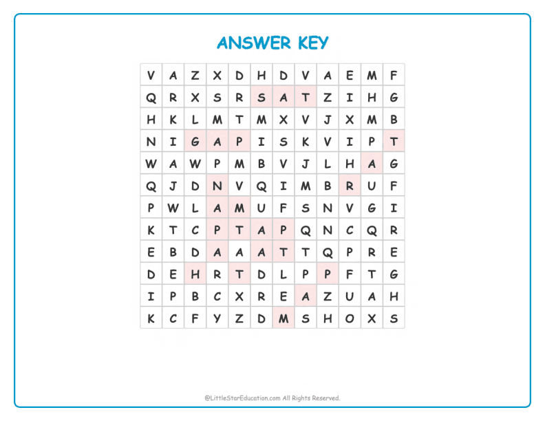 CVC Word Search – Short “a” Sound Words for Kids