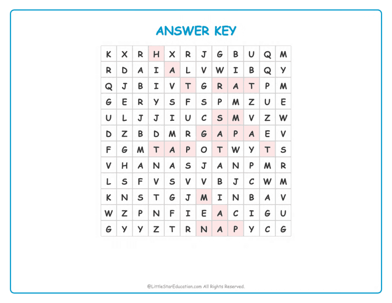 CVC Word Search – Short “a” Sound Words for Kids