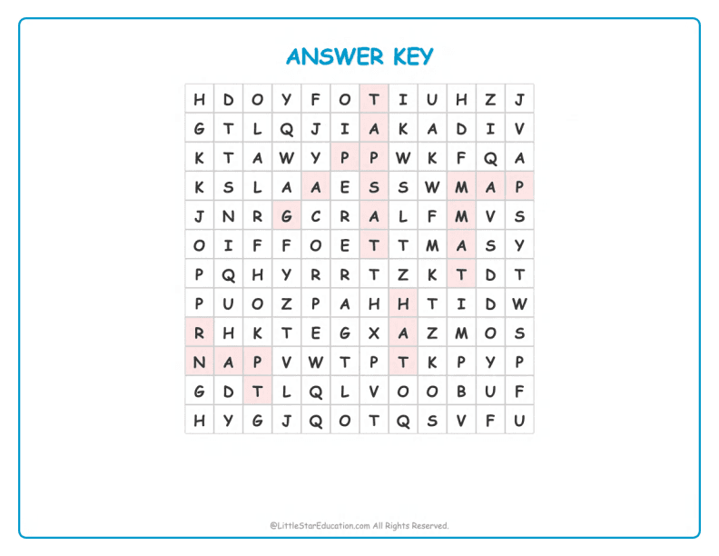 CVC Word Search – Short “a” Sound Words for Kids
