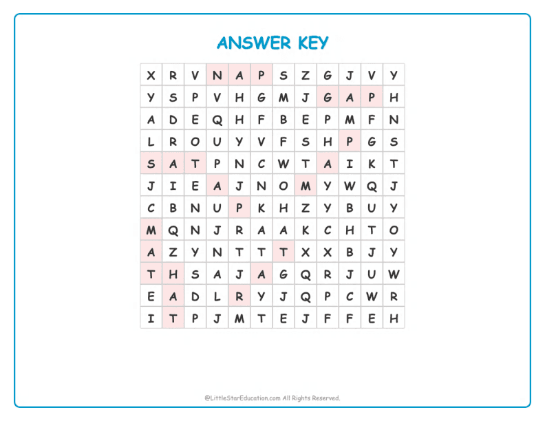 CVC Word Search – Short “a” Sound Words for Kids