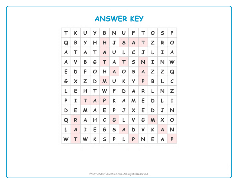 CVC Word Search – Short “a” Sound Words for Kids