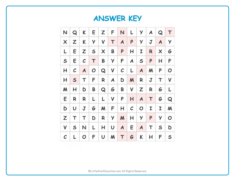 CVC Word Search – Short “a” Sound Words for Kids