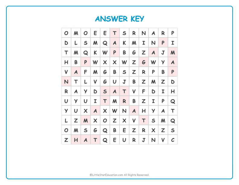CVC Word Search – Short “a” Sound Words for Kids