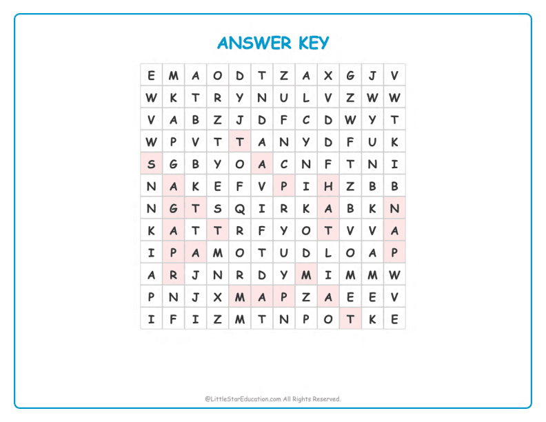 CVC Word Search – Short “a” Sound Words for Kids