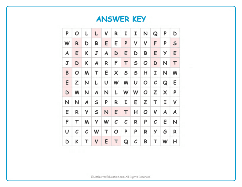 CVC Word Search – Short “e” Sound Words for Kids