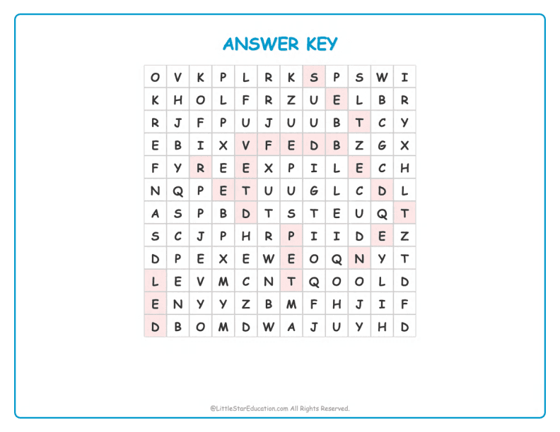 CVC Word Search – Short “e” Sound Words for Kids