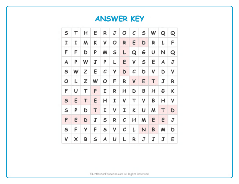 CVC Word Search – Short “e” Sound Words for Kids