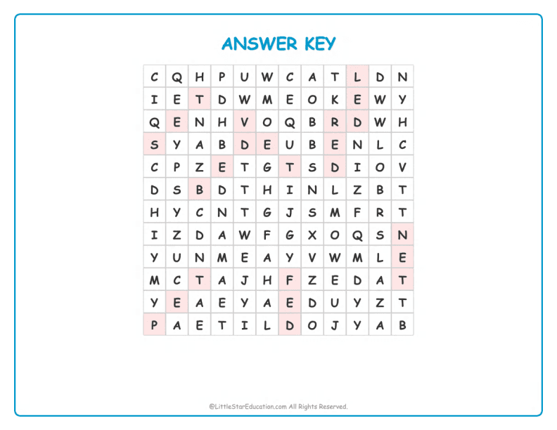 CVC Word Search – Short “e” Sound Words for Kids