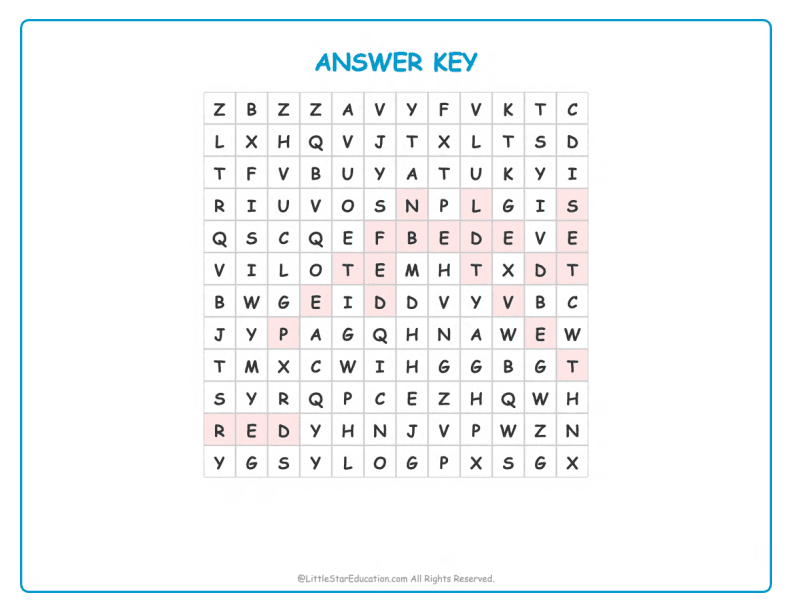 CVC Word Search – Short “e” Sound Words for Kids