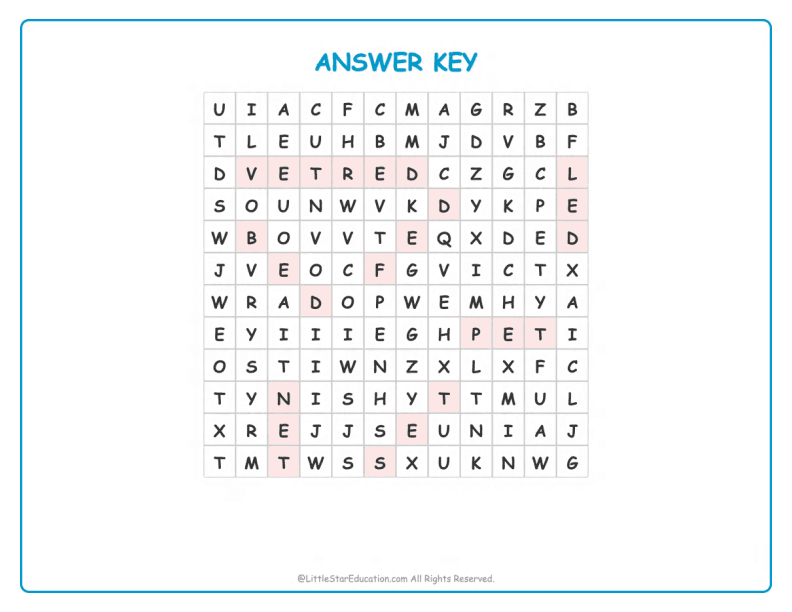 CVC Word Search – Short “e” Sound Words for Kids
