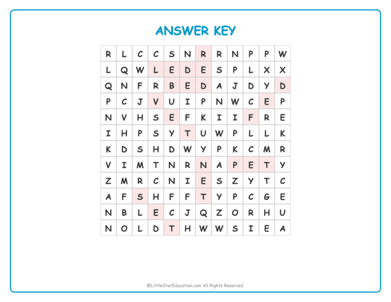 CVC Word Search – Short “e” Sound Words for Kids