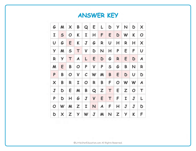 CVC Word Search – Short “e” Sound Words for Kids