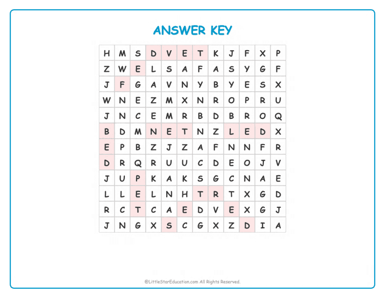 CVC Word Search – Short “e” Sound Words for Kids