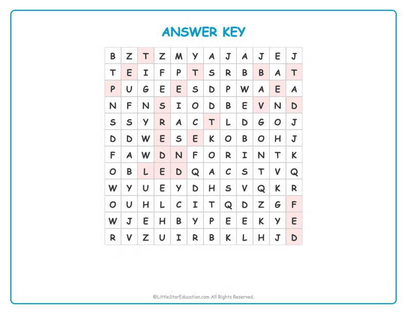CVC Word Search – Short “e” Sound Words for Kids