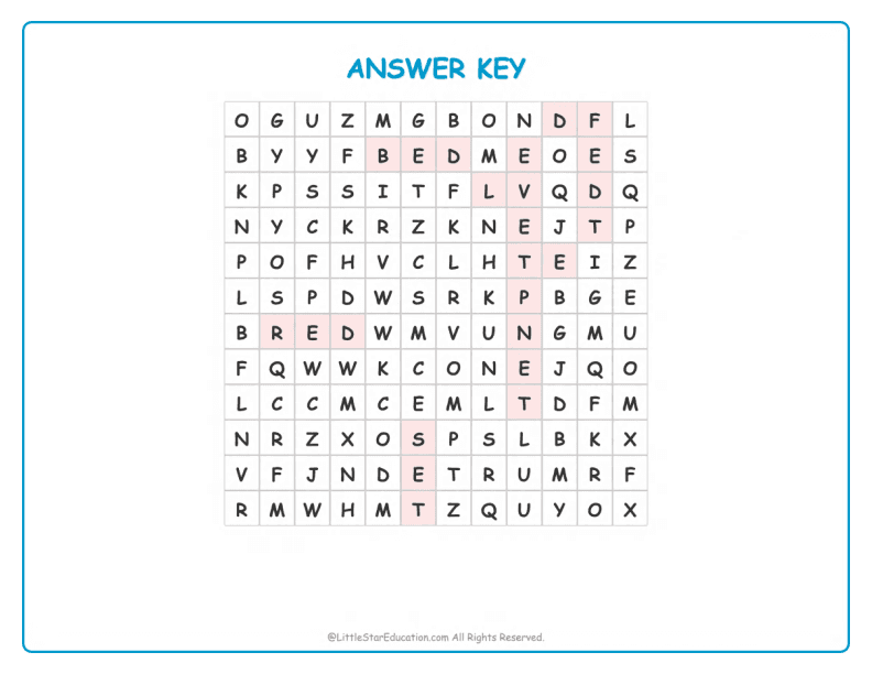 CVC Word Search – Short “e” Sound Words for Kids