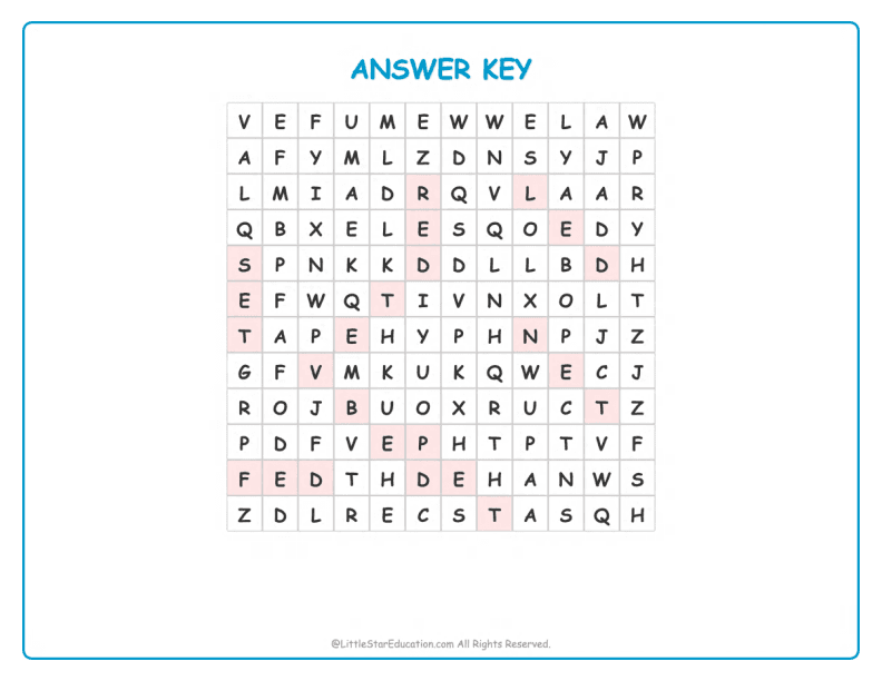 CVC Word Search – Short “e” Sound Words for Kids