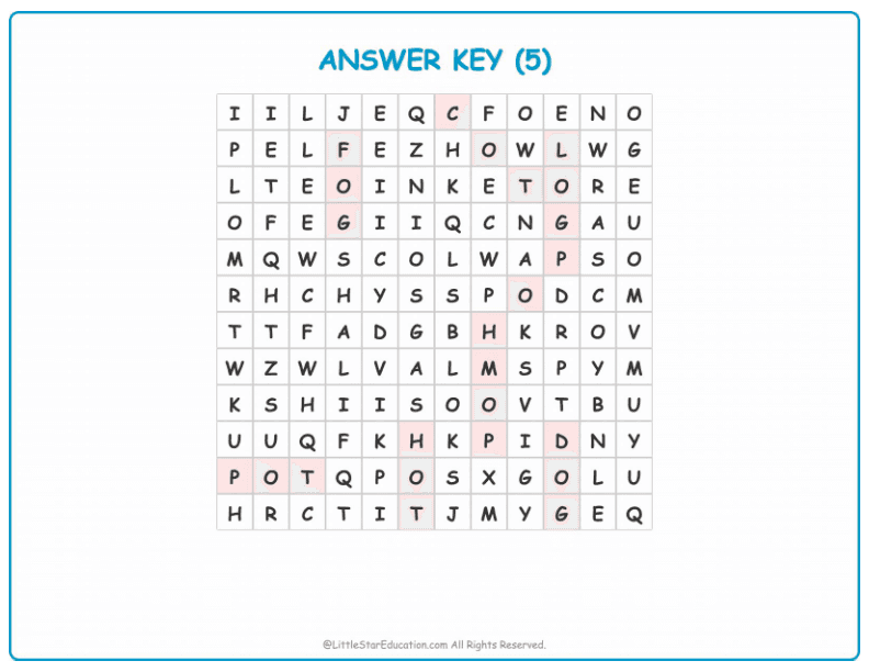 CVC Word Search – Short “o” Sound Words for Kids