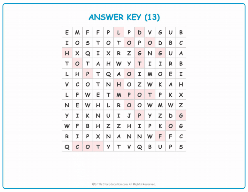 CVC Word Search – Short “o” Sound Words for Kids
