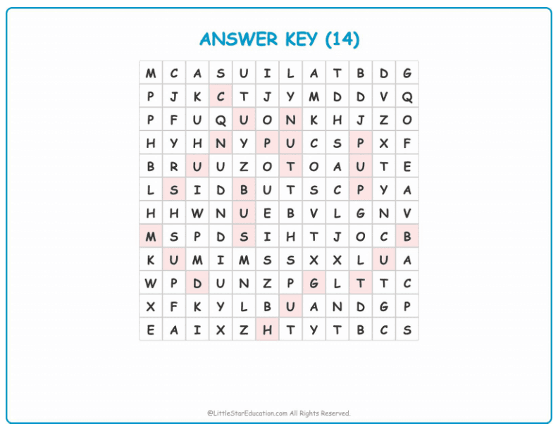 CVC Word Search – Short “u” Sound Words for Kids
