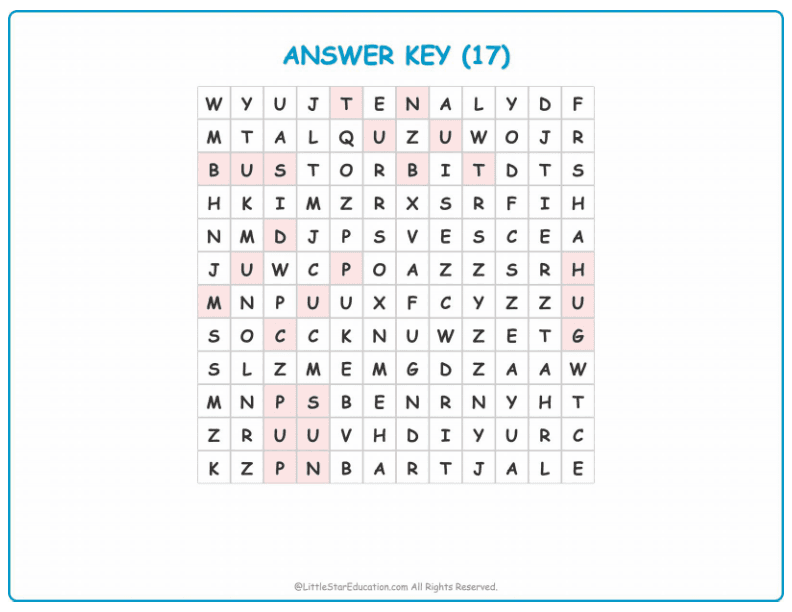 CVC Word Search – Short “u” Sound Words for Kids