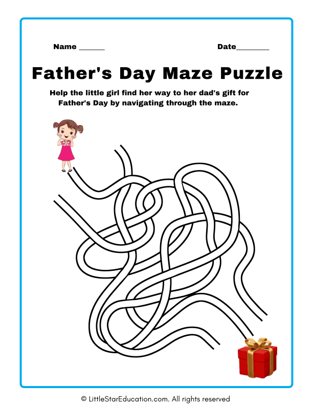 Father's Day Maze Puzzle Workbook