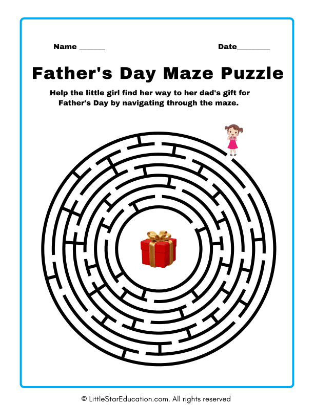 Father's Day Maze Puzzle Workbook